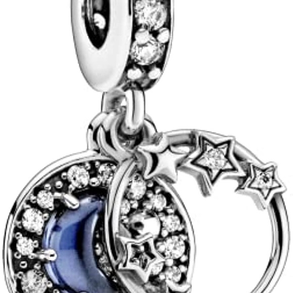 LAST ONE!Authentic Pandora Moments Blue Night Sky Crescent Moon/Stars charm. - Picture 2 of 8